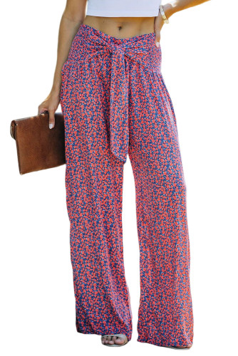 Ditsy Floral Print Tie Front Wide Leg Pants LC7711704-3