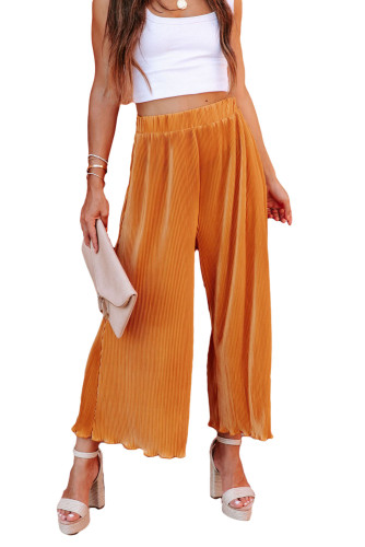 Orange Cropped Pleated High Waist Wide Leg Pants LC7711674-14