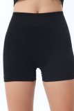 Black Textured Butt Lifting High Waist Yoga Shorts LC265120-2