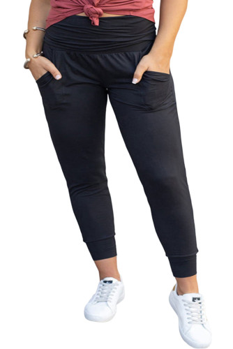 Black Plus Size High Waist Pocketed Skinny Pants PL771076-2