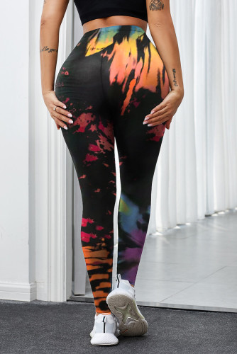 Multicolor Tie Dye Hollow Out Fitness Activewear Leggings LC76002-22