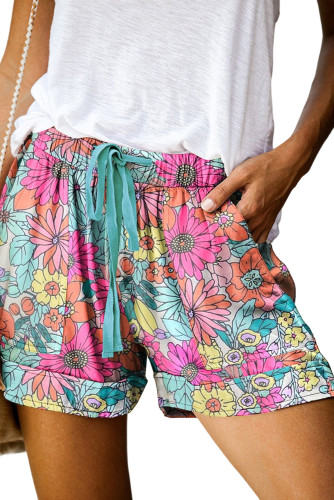 Multicolor Floral Print Elastic Waist Shorts LC731364-22