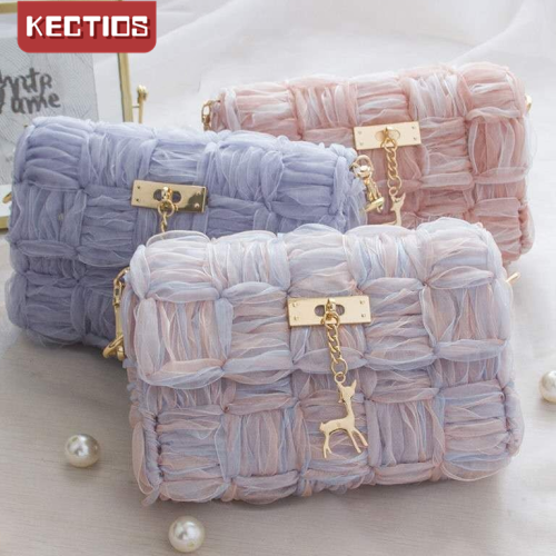 【Kectios™】手工編織材料包自製絨線雪紗毛線小香風單肩斜挎包