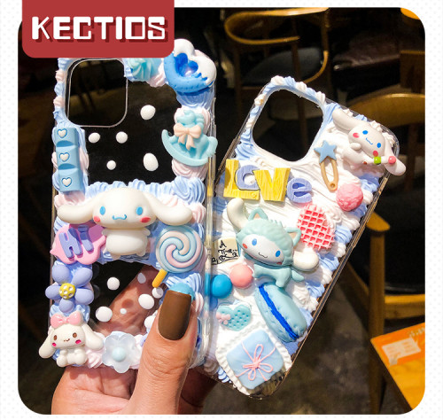 【Kectios™】奶油膠手機殼diy材料包手工製作自制聖誕樹脂小飾品配件公仔套裝