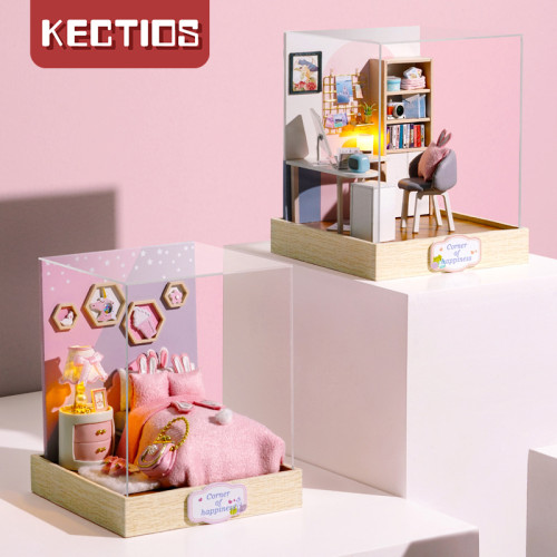 【Kectios™】簡約風diy小屋創意木質手工拼裝別墅建築玩具房子禮物