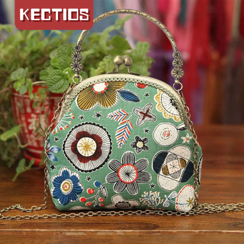 【Kectios™】【新年賀歲款】手工diy材料包刺繡 錢包口金包手提兩用拼布斜挎包.