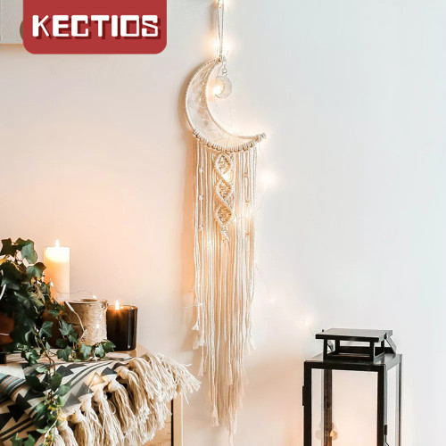 【Kectios™】波西米亞手工編織掛毯月亮流蘇壁掛聖誕裝飾壁毯編織捕夢網