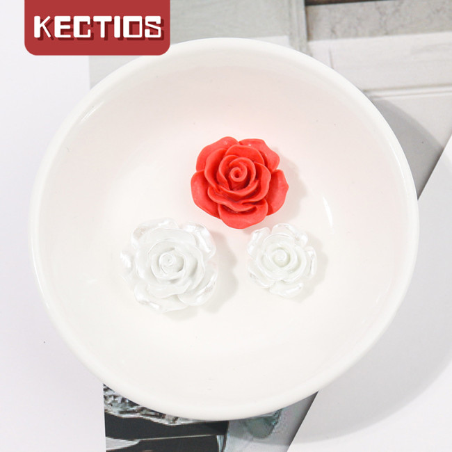 【Kectios™】硃砂紅玫瑰花奶油膠手機殼樹脂飾品配件diy材料手工自制水晶滴膠