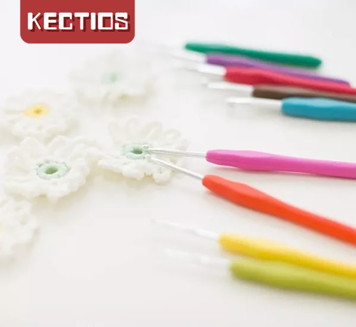 【Kectios™】軟柄彩虹鉤針糖果色普通鉤針編織工具套裝手工diy編織毛衣針勾針