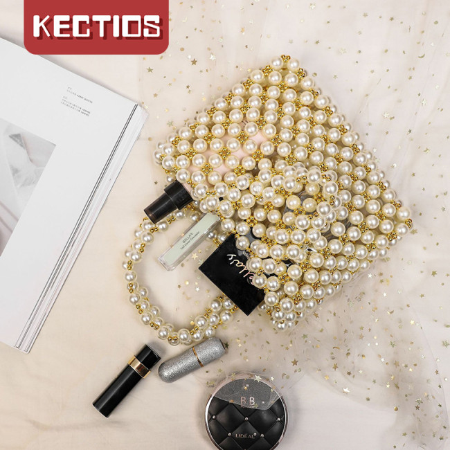 【Kectios™】新款韓國ins小眾設計手工串珠白金手挎珍珠包包單肩斜挎包女