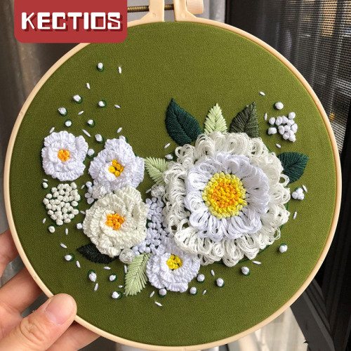 【Kectios™】（原創）手工創意刺繡diy繁花歐式刺繡3d刺繡初級材料包含教程
