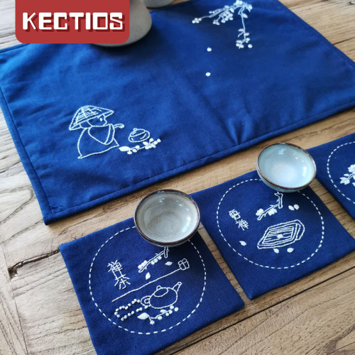 【Kectios™】刺繡diy手工自繡制作茶墊立體繡花杯墊茶席墊打發時間材料包初學