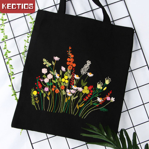 【Kectios™】刺繡DIY材料包帆布袋手工自繡包包初學者製作繡品絲帶繡繡花蘇繡