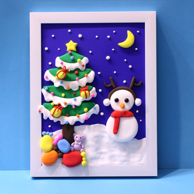 【Kectios™】兒童DIY超輕粘土相框畫材料包 親子活動彩泥立體畫聖誕節禮物套裝