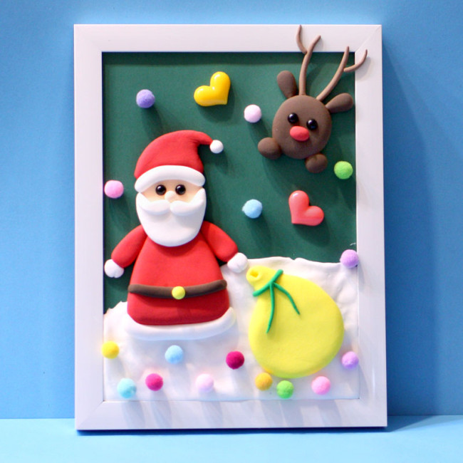 【Kectios™】兒童DIY超輕粘土相框畫材料包 親子活動彩泥立體畫聖誕節禮物套裝
