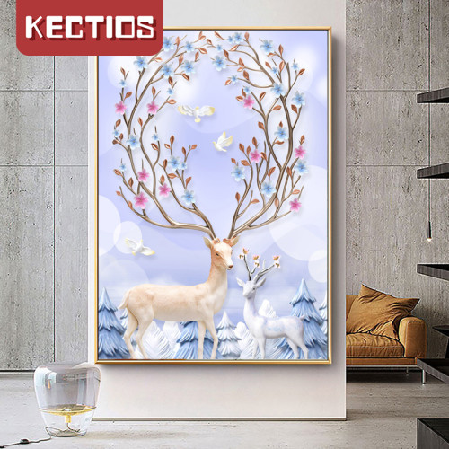 【Kectios™】新款十字繡富貴麋鹿歐式簡約現代精準印花刺繡
