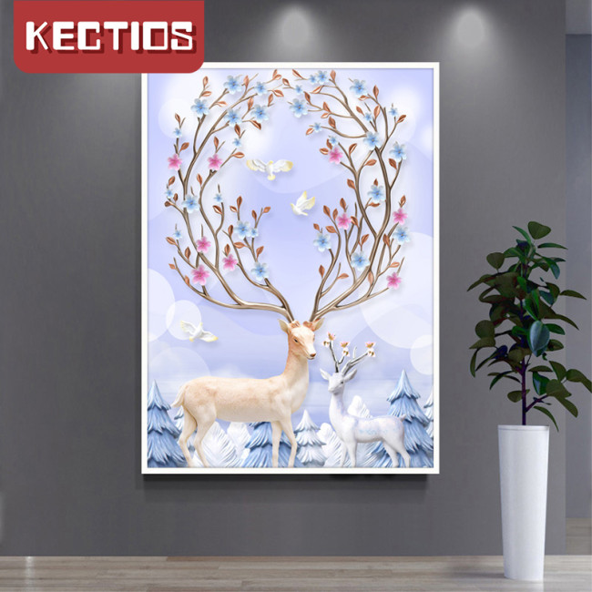 【Kectios™】新款十字繡富貴麋鹿歐式簡約現代精準印花刺繡