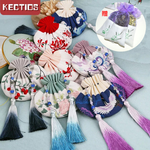 【Kectios™】繡漢服古風繡花香囊包,贈天然玫瑰乾花香包,買多送多