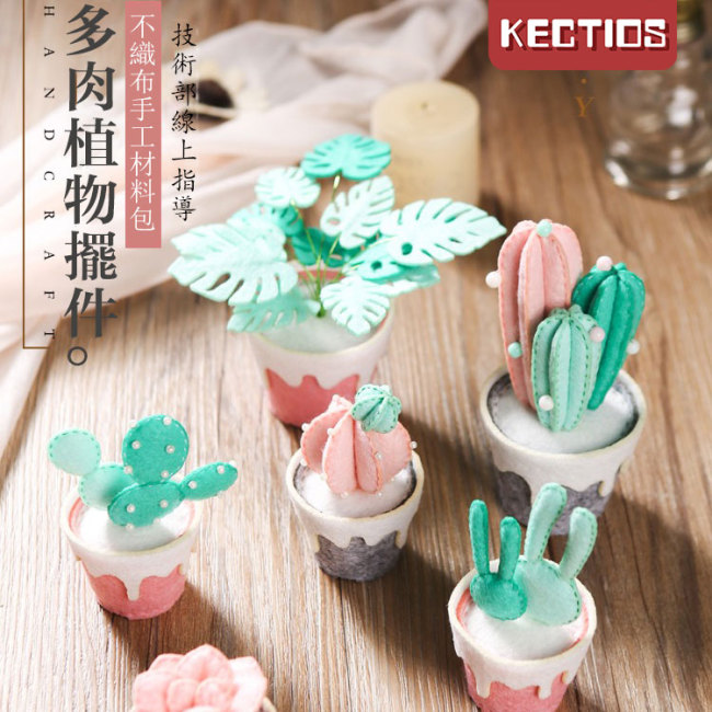 【Kectios™】解悶手工diy多肉植物花盆栽桌擺裝飾新手diy手工製作不織布材料包
