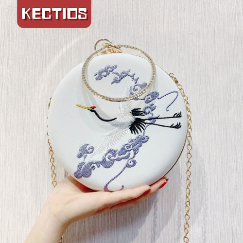【Kectios™】新款古風包包漢服包斜挎刺繡旗袍中國風小圓繡花口金包手拿包