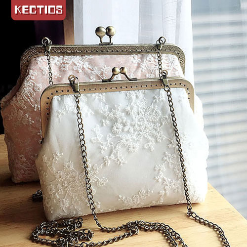 【Kectios™】蕾絲口金包材料包手工布藝旗袍配包手拿包斜背鏈條包 非成品要縫