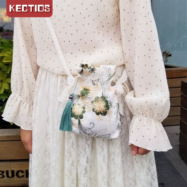 【Kectios™】新款森系小包古風漢服包中國風仙女刺繡斜挎包單肩包配古裝布荷包