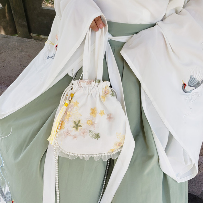 【Kectios™】新款珍珠漢服包森系女包國風斜跨包配古裝流蘇包仙女古風包荷包