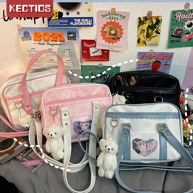 【Kectios™】日系動漫周邊可愛軟妹jk制服手提斜挎包搞怪個性透明卡片學生包包