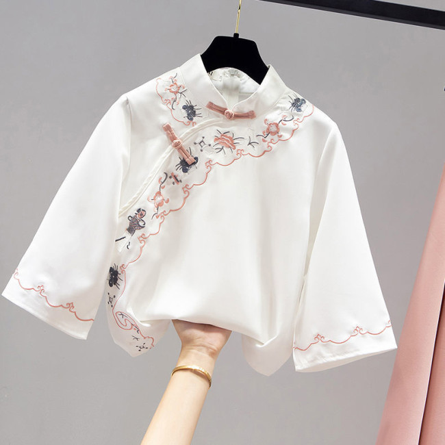 【Kectios™】【預售15天】改良版漢服女中國風2021年夏季仙氣飄逸古風漢元素古裝套裝兩件套