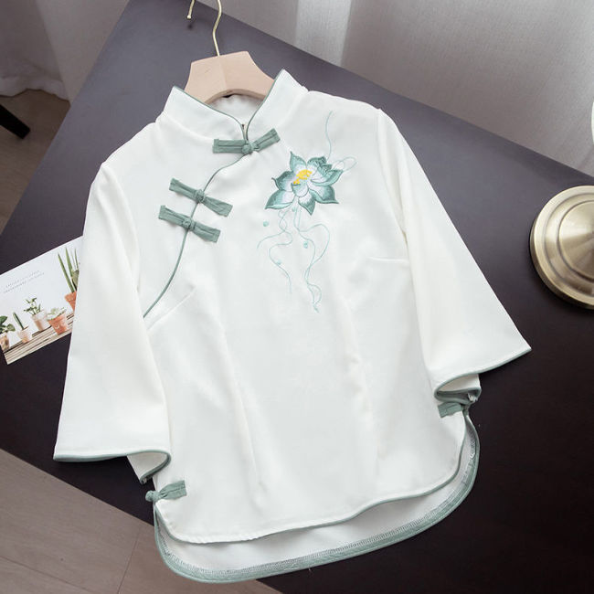 【Kectios™】【預售15天】改良版漢服女中國風2021年夏季仙氣飄逸古風漢元素古裝套裝兩件套