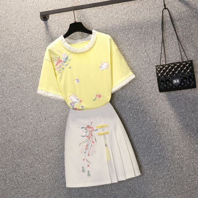 【Kectios™】兩件套復古風時尚 國風改良小個子可鹽可甜2021夏季裝裙