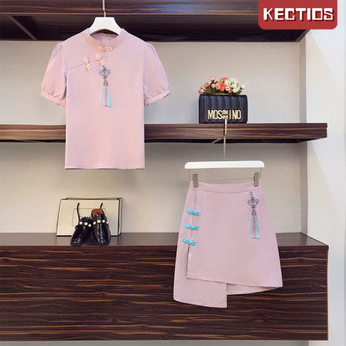 【Kectios™】夏季新款洋氣減齡顯瘦中國風旗袍連衣裙兩件套裝