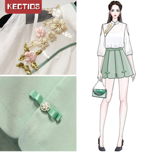 【Kectios】夏季新款漢服女改良中國風兩件套唐裝仙氣飄逸古風民國風古裝
