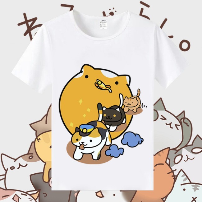 【Kectios™】【預售7天】貓咪短袖庭院動漫貓咪可愛日系印花T恤男女學生班服