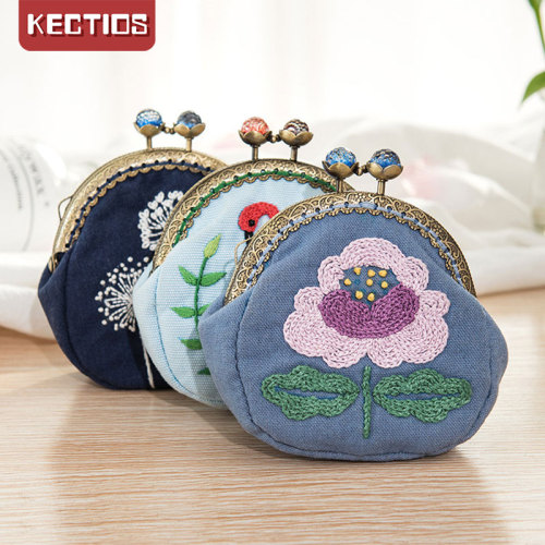 【Kectios™】珍愛手工刺繡diy零錢包歐式立體口金包花兒時光包布藝材料包禮品