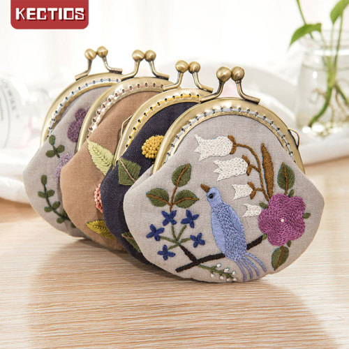 【Kectios™】珍愛手工刺繡diy零錢包歐式立體口金包花兒時光包布藝材料包禮品