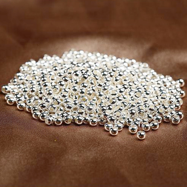 【Kectios™】過檢測s925銀珠散珠光珠圓珠隔珠DIY編織手鏈項鏈飾配件銀珠子
