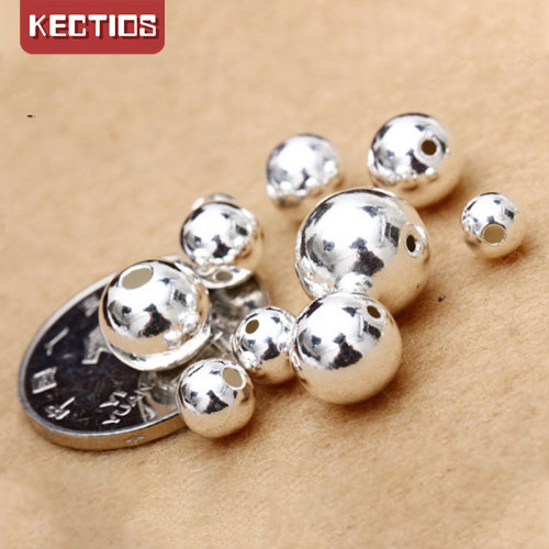 【Kectios™】過檢測s925銀珠散珠光珠圓珠隔珠DIY編織手鏈項鏈飾配件銀珠子