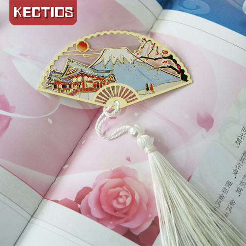 【Kectios™】金屬書籤 中國風折扇書籤 彩色書籤