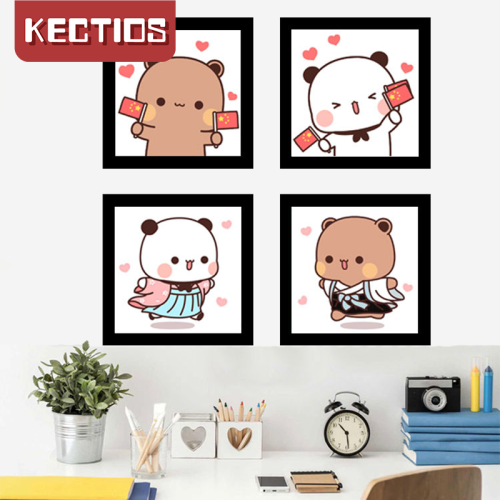 【Kectios™】 2021新款十字繡帶框簡單一對可愛臥室卡通動物線繡學生初學者入門