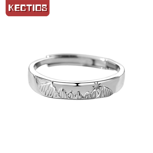 【Kectios™】山盟海誓純銀情侶款戒指一對女男小眾設計感素結婚對戒情人節禮物