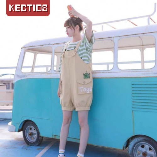【Kectios™】 2021可愛背帶褲兩件套裝夏甜美森女系卡通元氣少女學生萌短褲短袖
