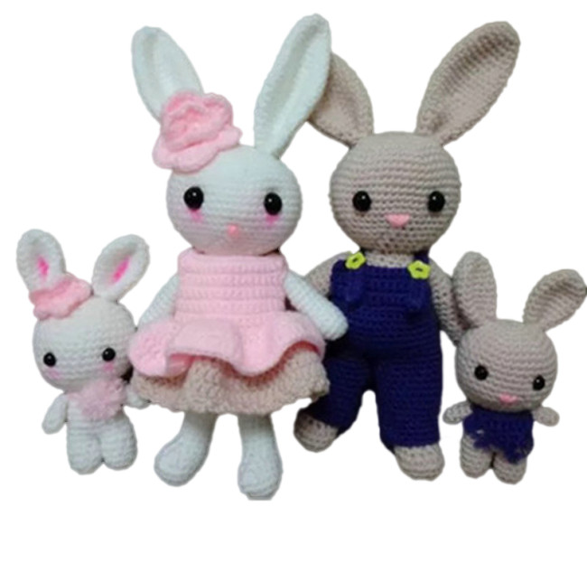 【Kectios™】鉤針diy材料包毛線編織手工玩偶娃娃情侶兔子自製針織5股牛奶棉線