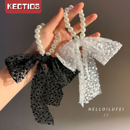【Kectios™】超仙蝴蝶結發圈蕾絲飄帶珍珠發繩