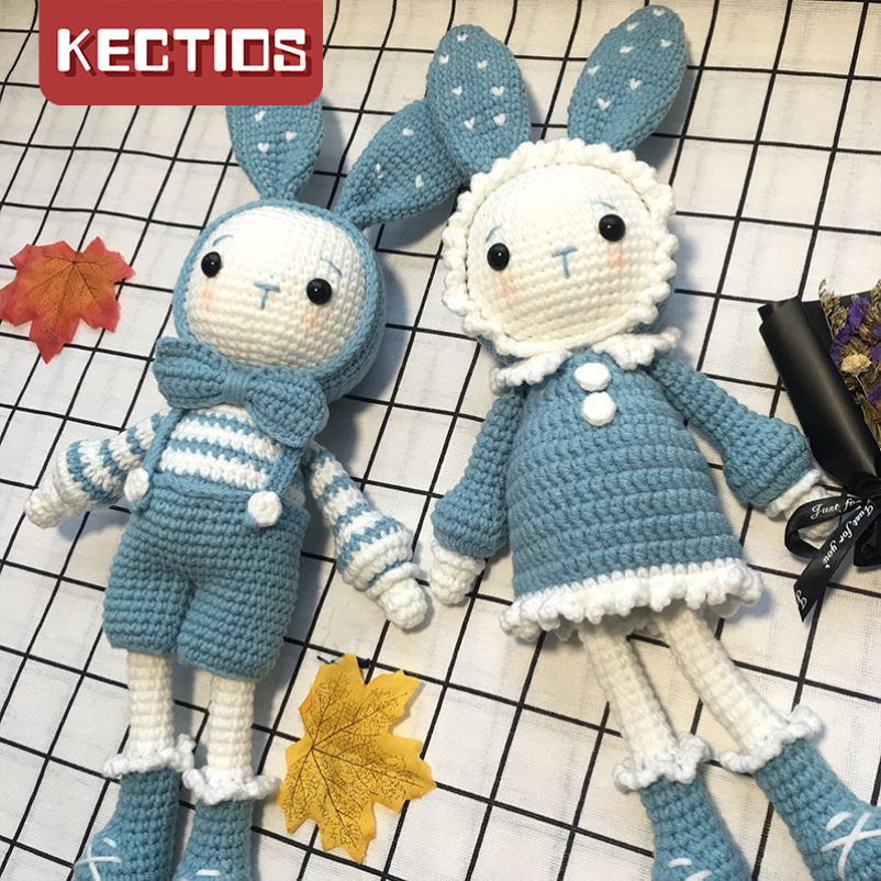 kectios 手工編織玩偶鉤針diy材料包手作娃娃針織勾线手工製作禮物毛線兔
