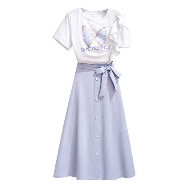 【Kectios™】T卹半身裙兩件套女2021年夏季新款時尚可鹽可甜網紅炸街套裝裙子