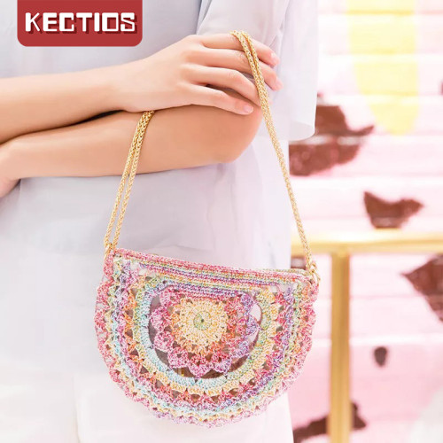 【Kectios™】羽扇綾羅包包diy材料包手工編織鉤針抖音蕾絲線毛線團飝