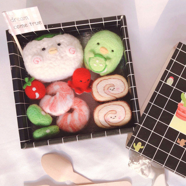 【Kectios™】日式壽司甜品便當禮盒羊毛氈戳戳樂材料包 DIY手工禮物 閨蜜送禮