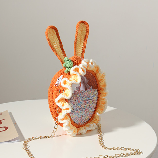 【Kectios™】手工編織包包可愛胡蘿蔔兔子包包毛線鉤針diy材料包自製作手織包