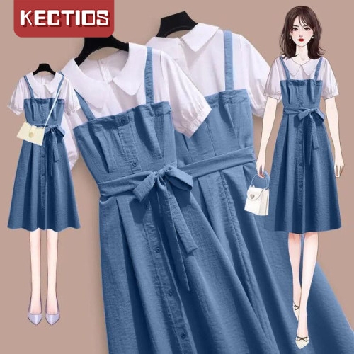 【Kectios™】吊帶裙女夏2021新款氣質背帶連衣裙桔梗裙初戀小個子顯瘦中長裙